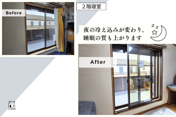 内窓リフォーム２階部屋ビフォーアフター